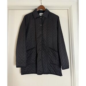 Woman LG‎ LILLY PULITZER Black Quilted Light Weight Basic Preppy Jacket Coat